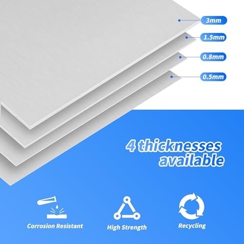 5 Pack 12″x12″ Aluminum Metal Sheets, 6061 T6 Flat Plates for Crafting & Industr