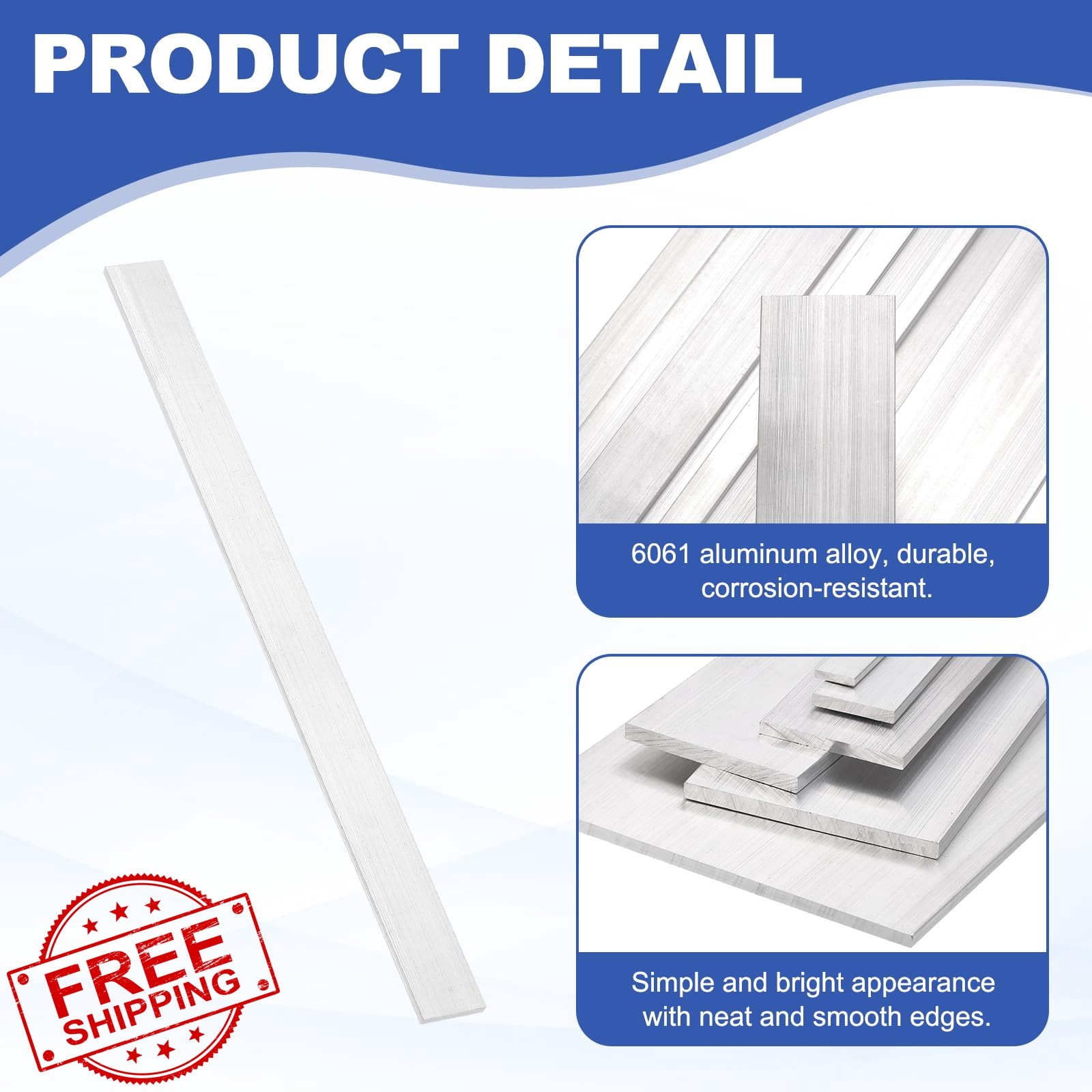 uxcell Aluminum Flat Bar 0.08″x1.6″x16″ 2Set