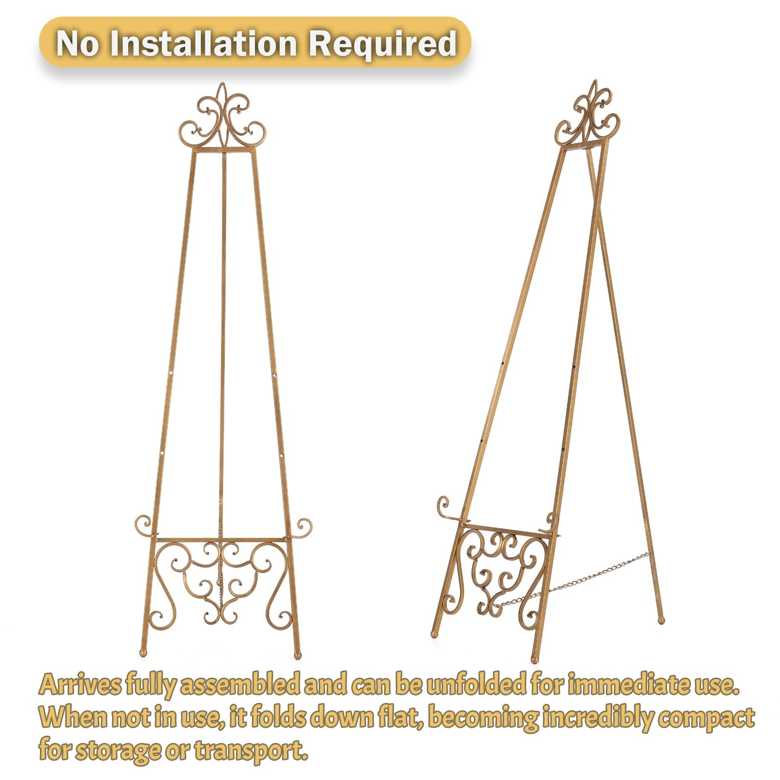 15″L x 25.5″W x 56.5″H Metal Scroll Extra Large Free Standing Adjustable Disp…