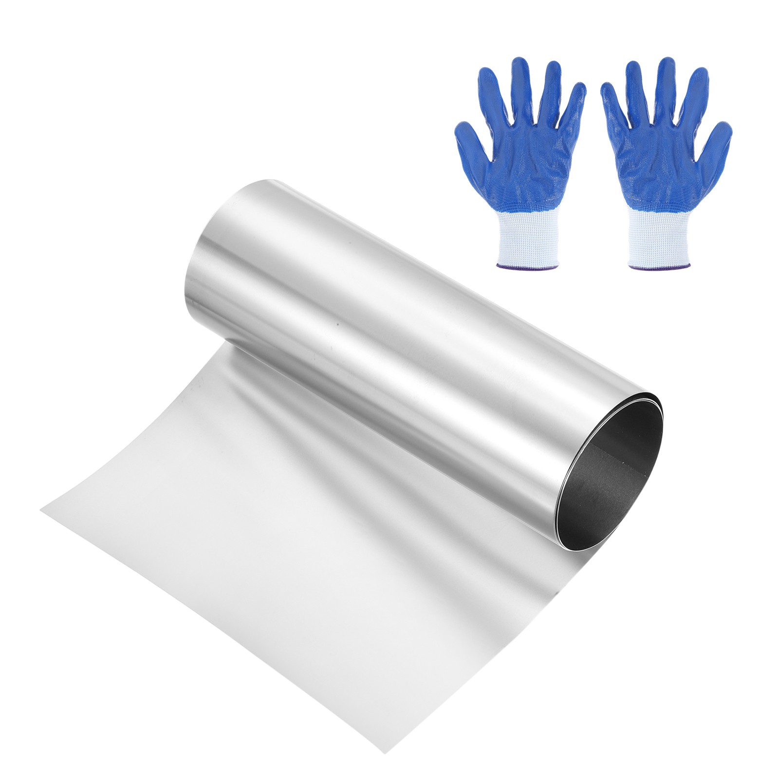 0.15 x 200mm x 1m 304 Stainless Steel Foil Roll Metal Strip Plate Sheet w Glove