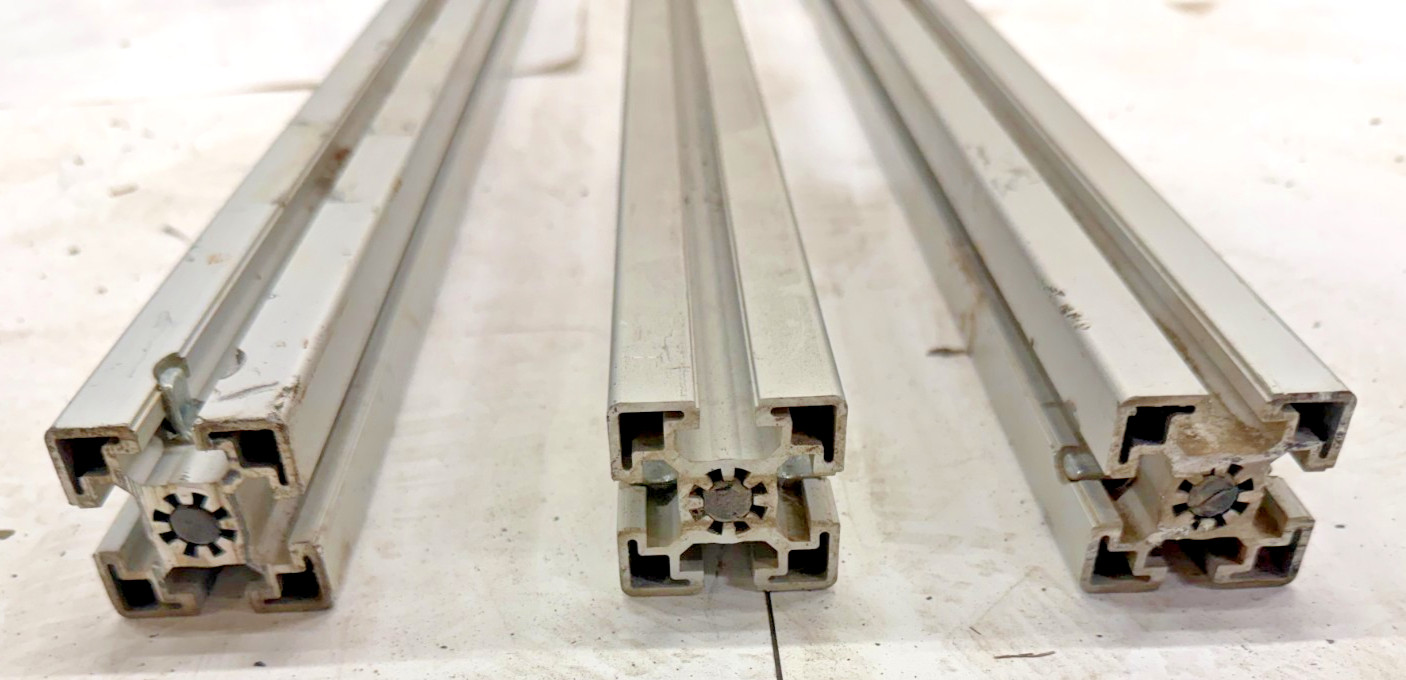 80/20 45MM ASST LENGTHS, 45-4545, (LOT OF 3), 34-3/4″ TO 48-1/8″, 4 OPEN SLOTS