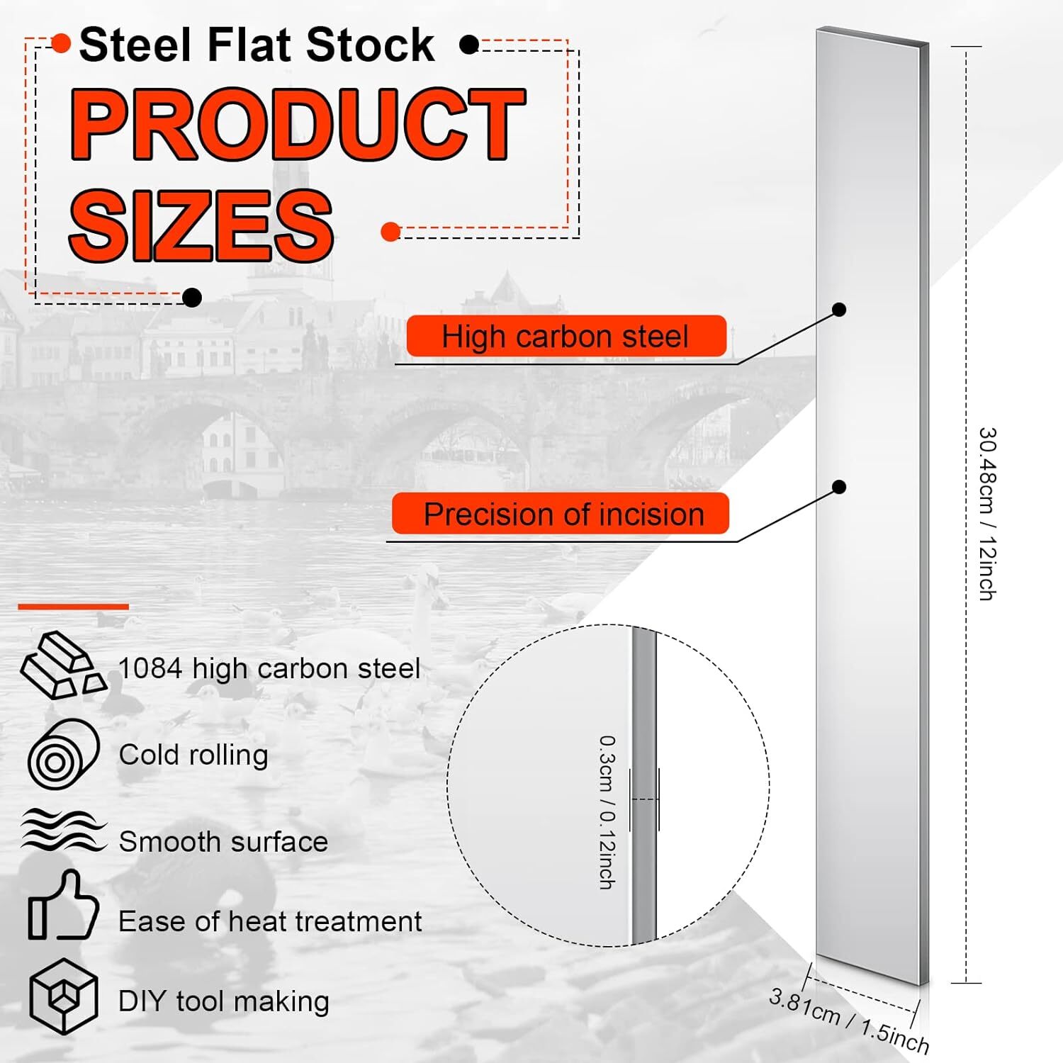 6 Pack 1084 Steel for Knife Making Steel 1/8″ x 1-1/2″ x 12″ 1084 Steel Flat …