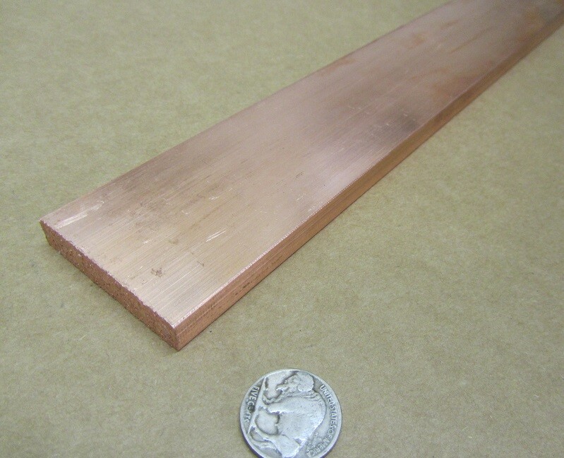 110 Copper Bar,1/8 (H00) to 1/4 Hard (H01).375″ Thick x 2.0″ Wide x 24.0″ Length