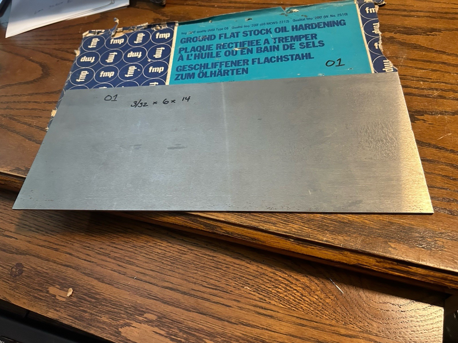 O1 Tool Steel, flat ground, 3/32″ x 6″ x 14″