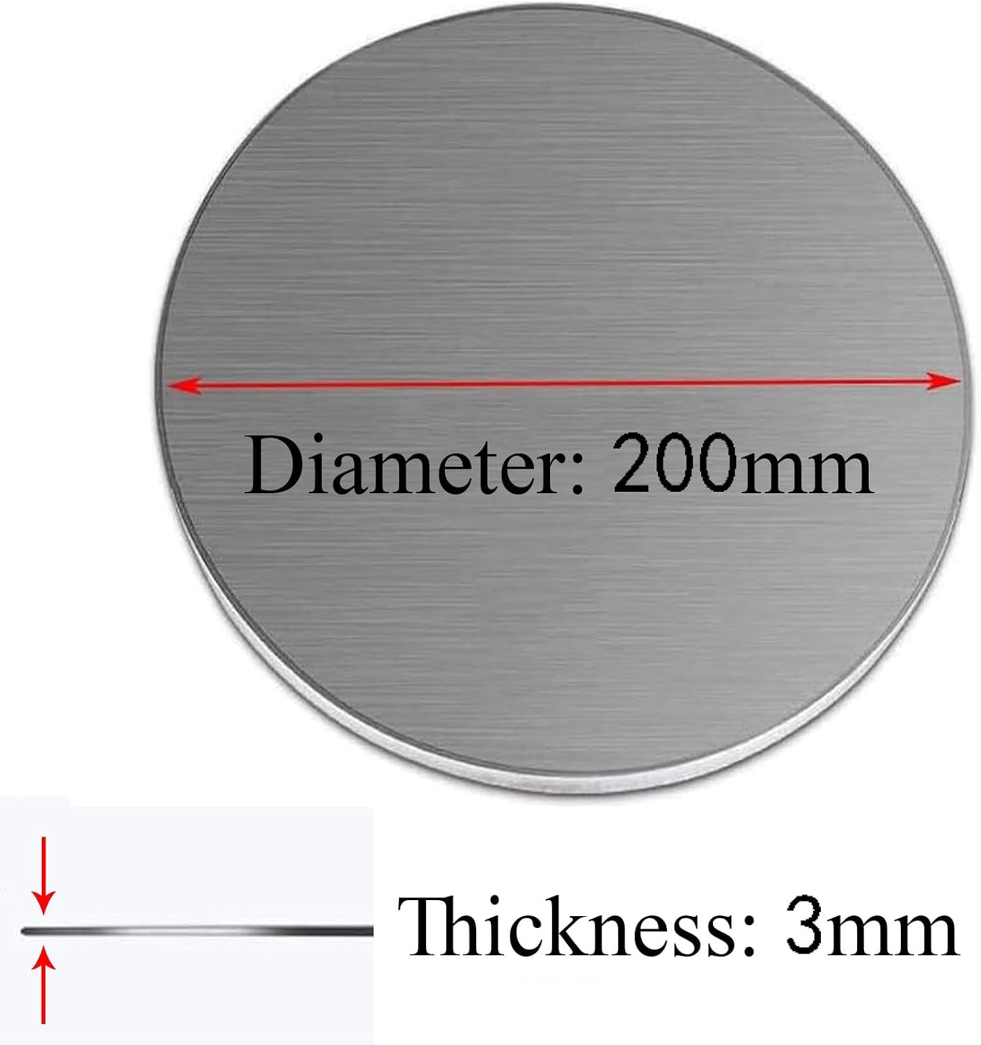2Pcs 6061 Aluminum Discs, Aluminum round Plate Thickness 3Mm, Diameter 100Mm-300