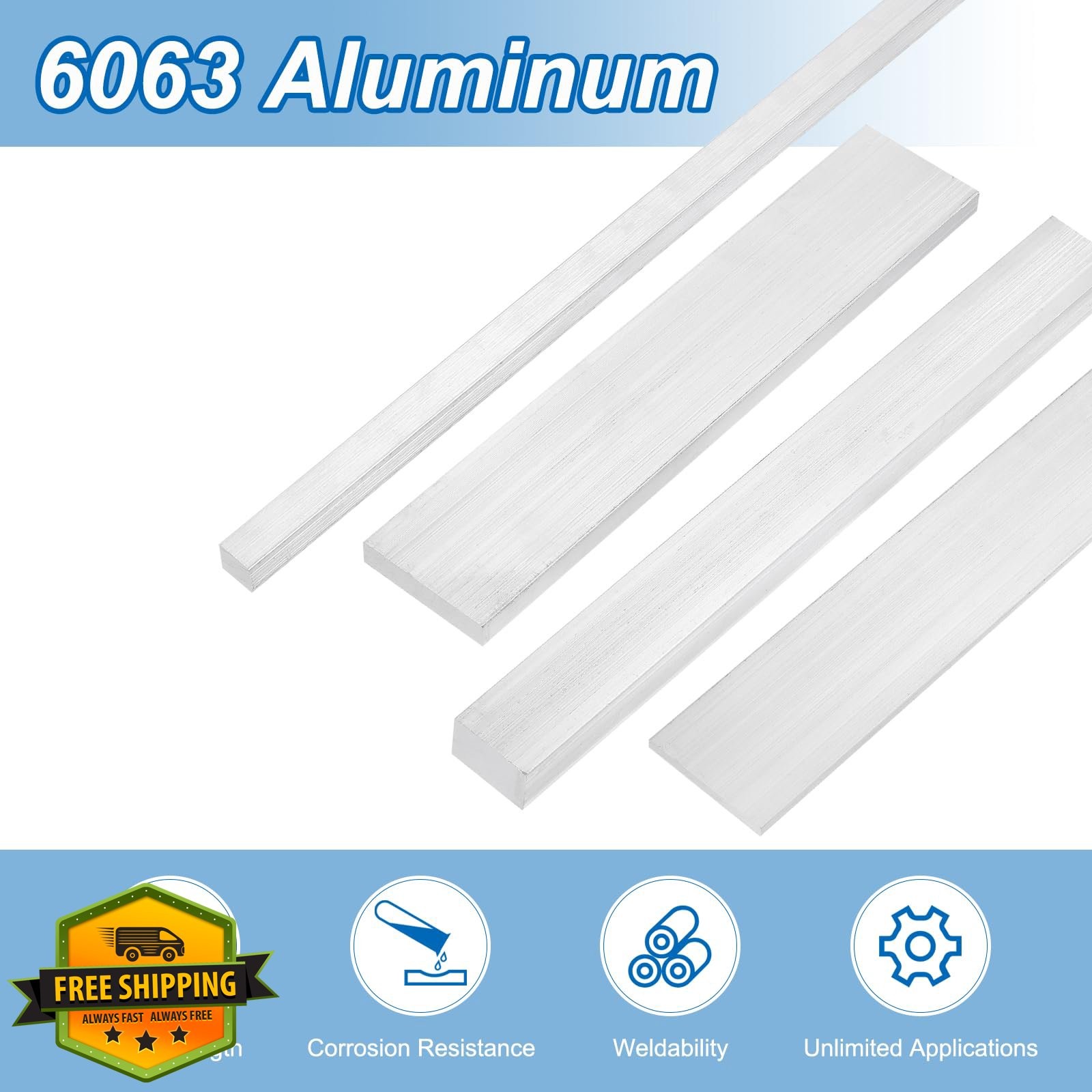 uxcell Aluminum Flat Bar 1/2″T x 1-3/4″W x 12″L