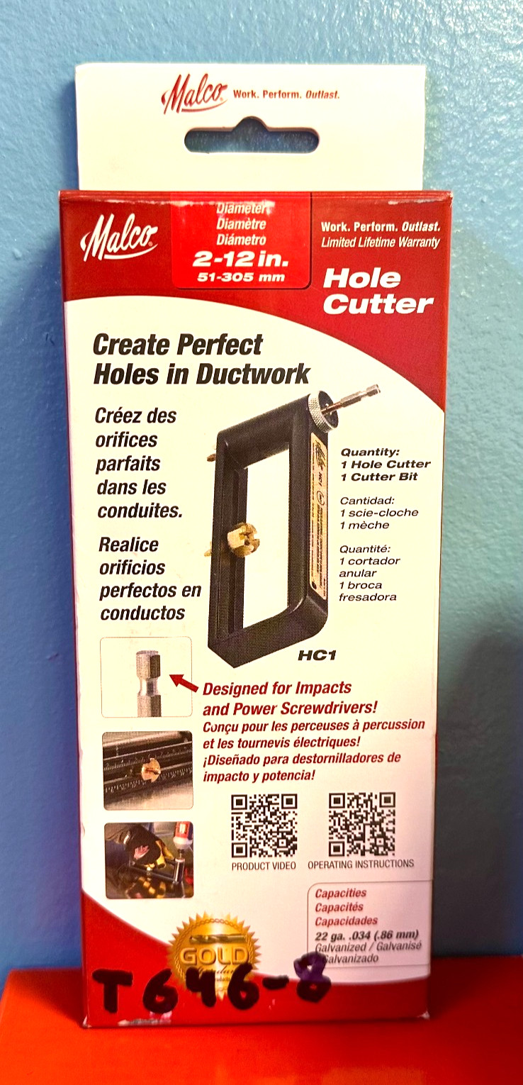 Malco, NEW 2″ to 12″ Diameter HC1 Gold Standard Create Perfect Holes in Ductwork