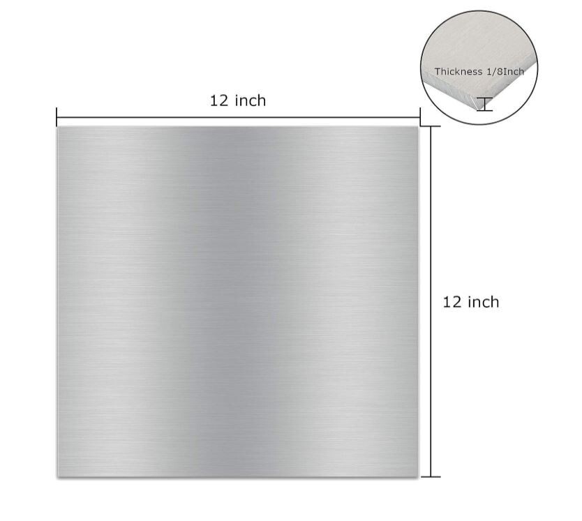 Aluminum Metal Sheet 12 x 12 x 1/8 Inch Flat Plain Plate Panel Finely Polished