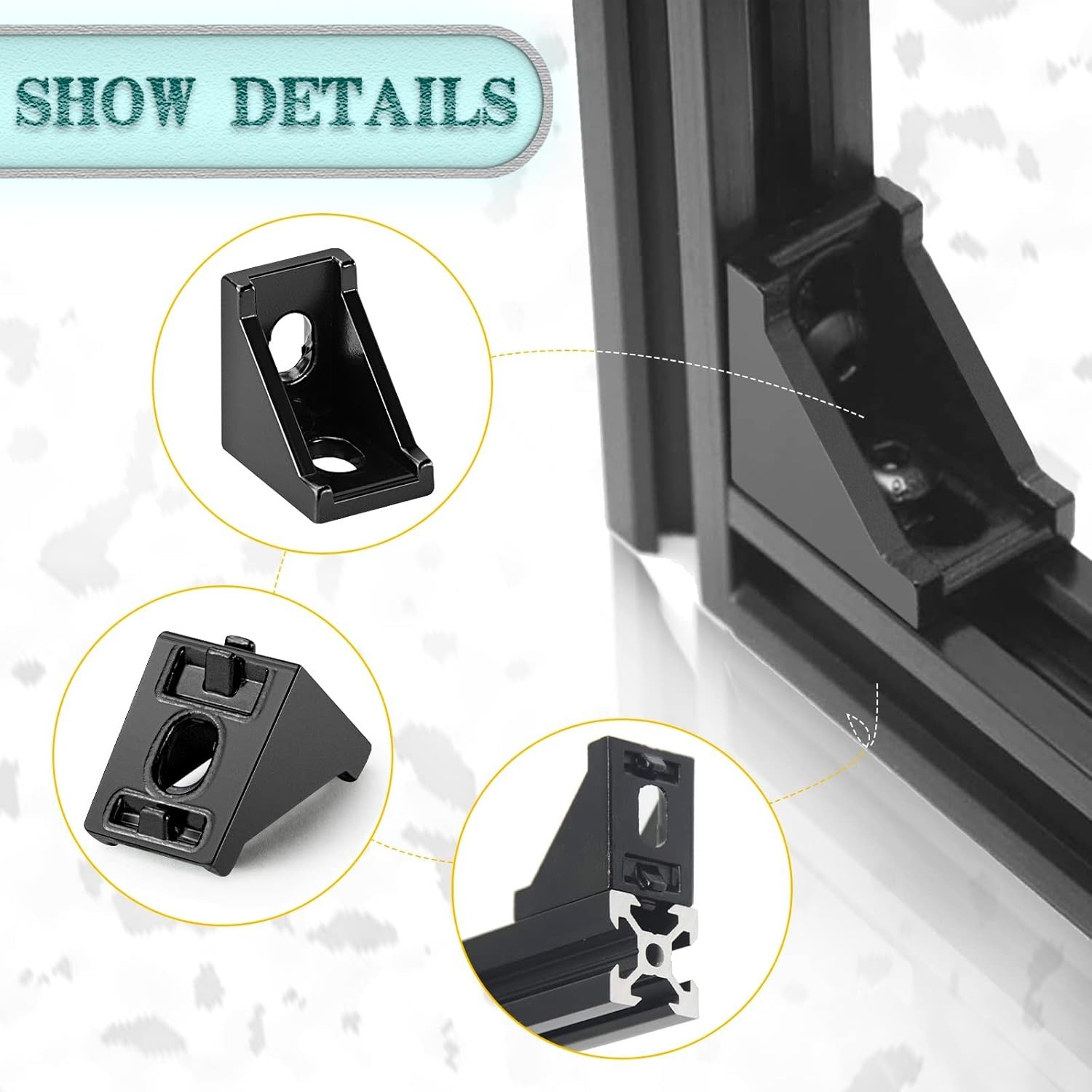 Aluminum Connector Set: 30 Corner Brackets & T-Slot Nuts for 20mm Frames