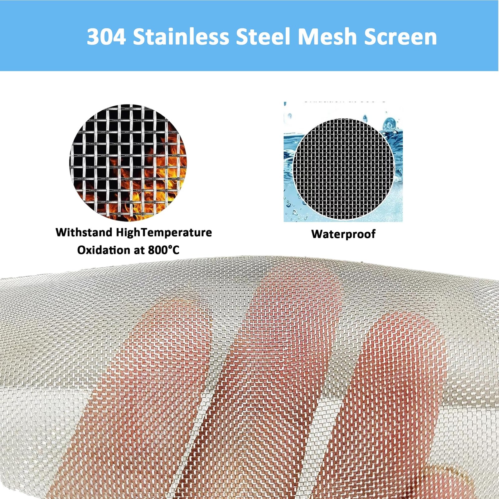 304 Stainless Steel Mesh Screen#60Mesh 15.7inchx47.2inch, Silver