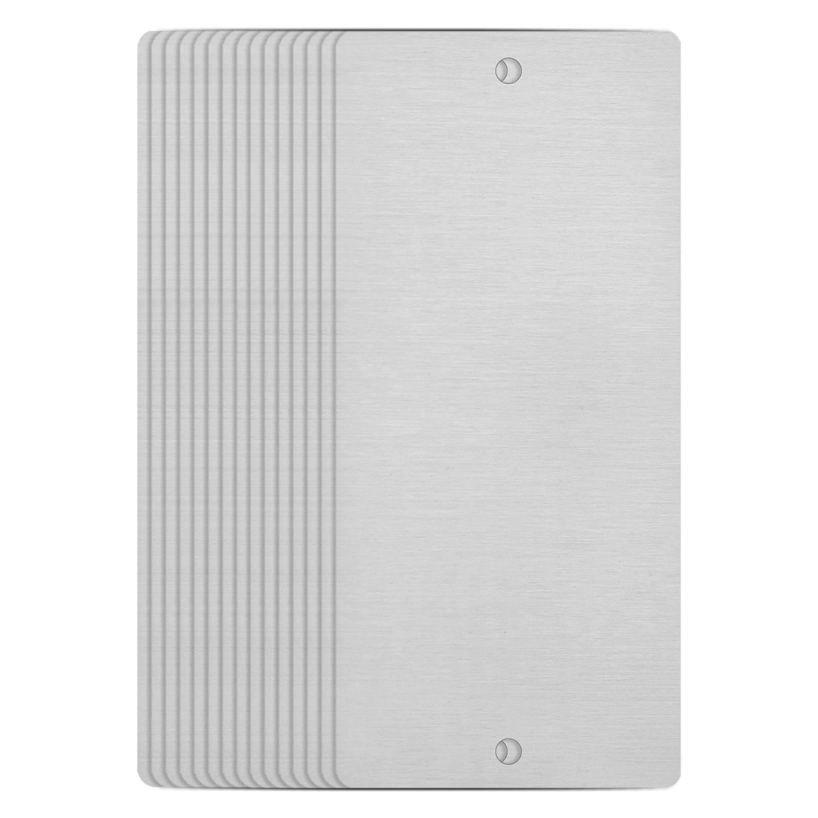 15Pack 50x22x0.4mm Blank Card 201 Stainless Steel Name Cards with 2 Holes Silver