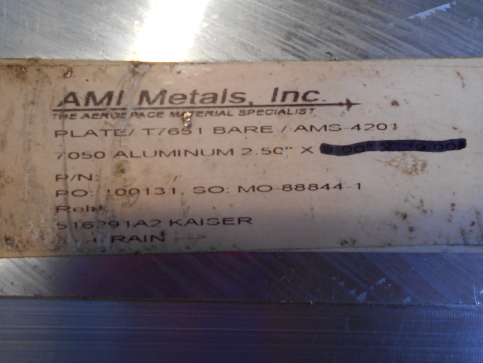 7050 AIRCRAFT ALUMINUM BAR STOCK machine shop flat plate 2 1/2″ x 7 1/2″ x 9″