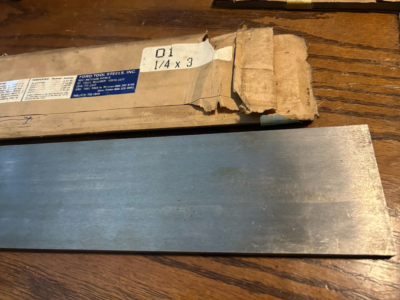 O1 Tool Steel, flat ground, 1/4″ x 3″ x 18″