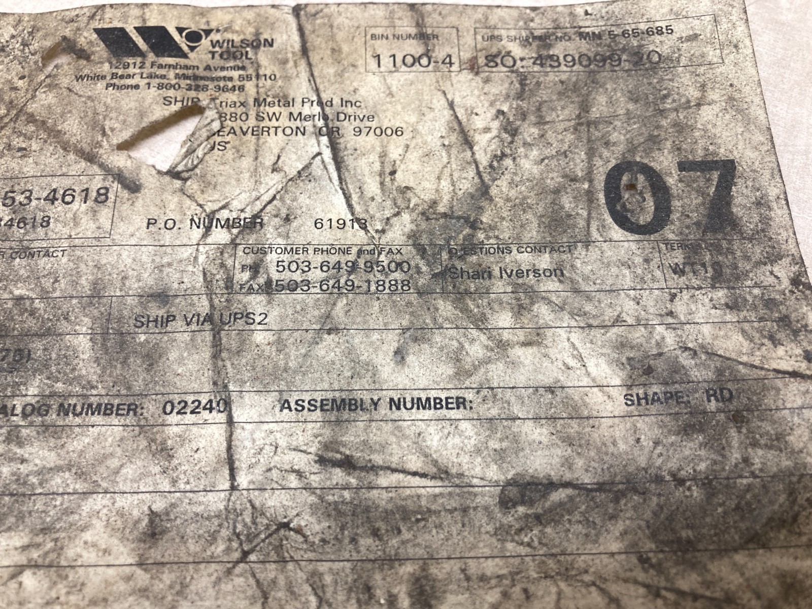 Wilson Tool 1.25 THK Emboss RD Make Die Base-Rework Punch & Die Cap W/ Sample