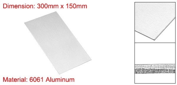 Aluminum Sheet, 300mm x 150mm x 1mm Thickness 6061 T6 Aluminum Plate
