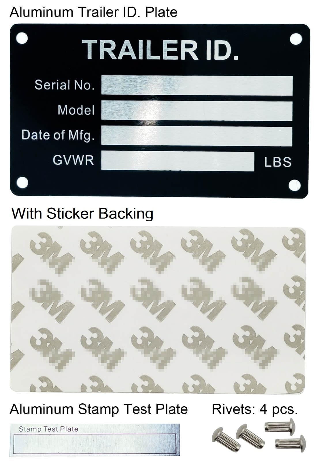 Blank Aluminum ID Plates Metal Identification Plates for Equipment