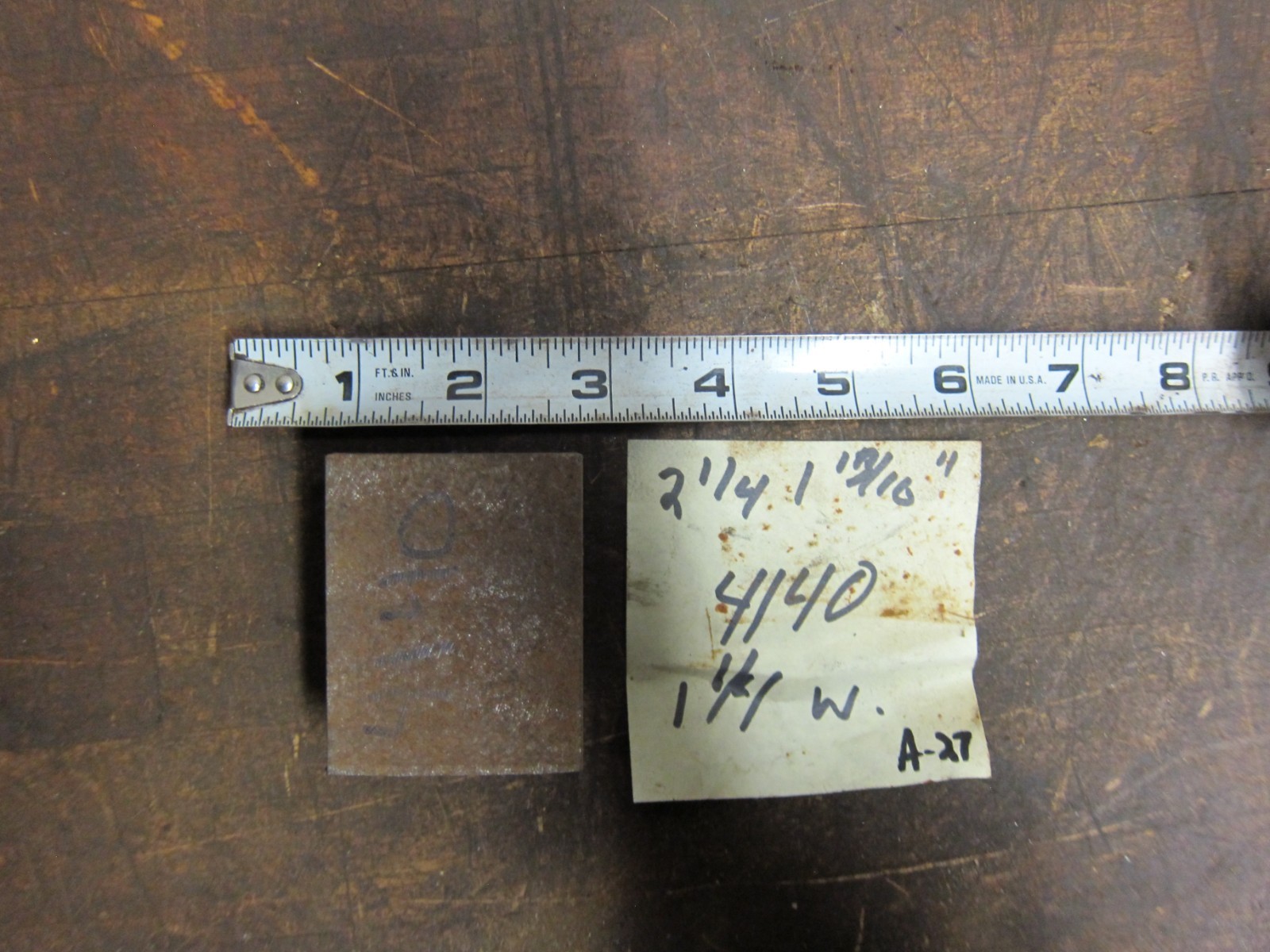 4140 Tool Steel Flat Bar/Block – 2.25″ Thick x 1.812″ Wide x 1.25″+ Length
