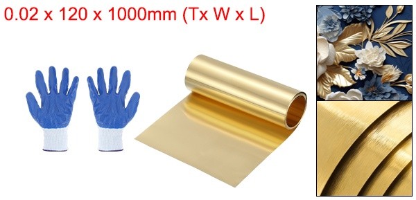 0.0008×4.72×39.4 Inch Brass Sheet Roll H62 Thin Brass Foil Strip Plate Shim