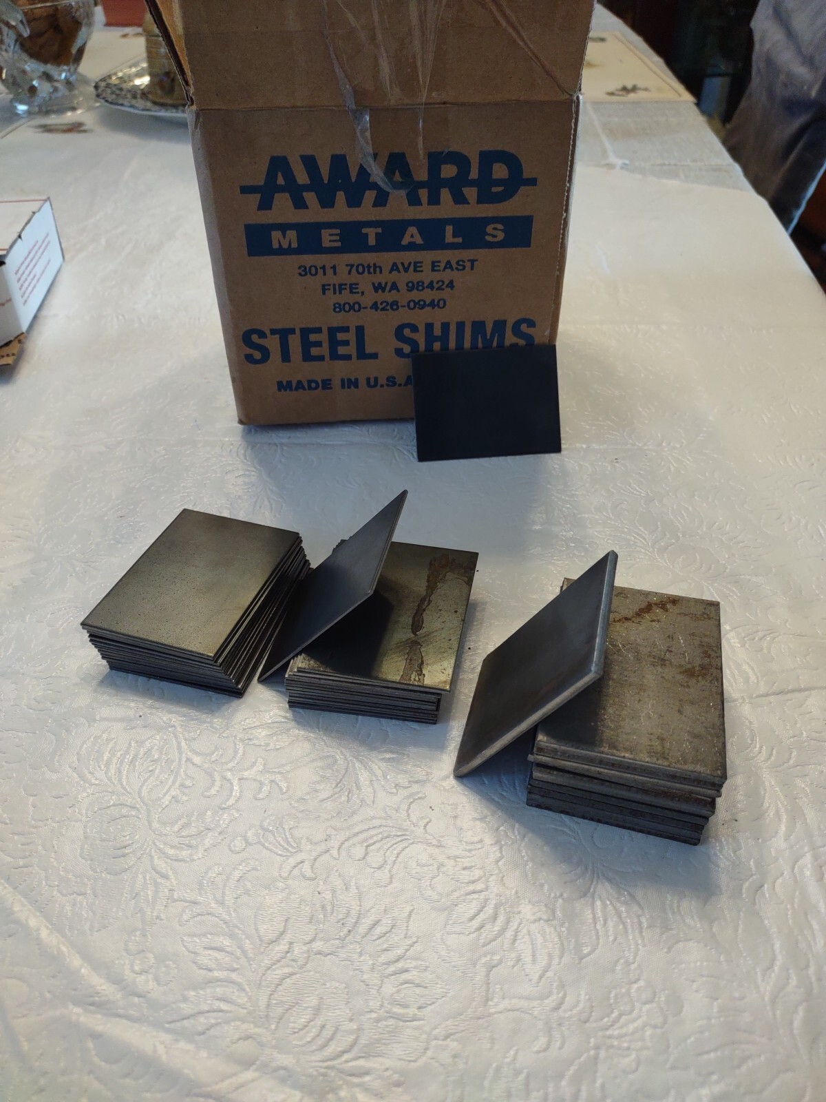 Rectangle Carbon Steel Shims 2″x2.75″ Five Lbs. 1/16″ 27 Count, 1/8″ 12 Count