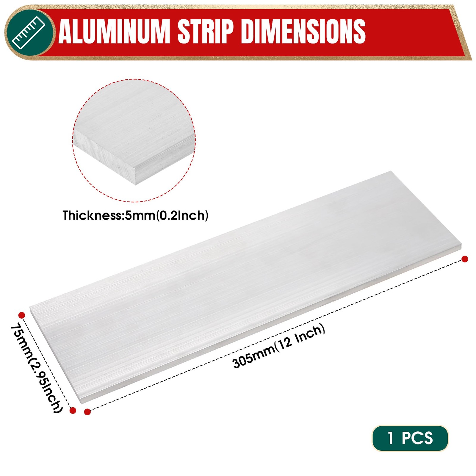 YTKavq 3/16″x3″x12″ Aluminum Flat Bar 6061 T6511