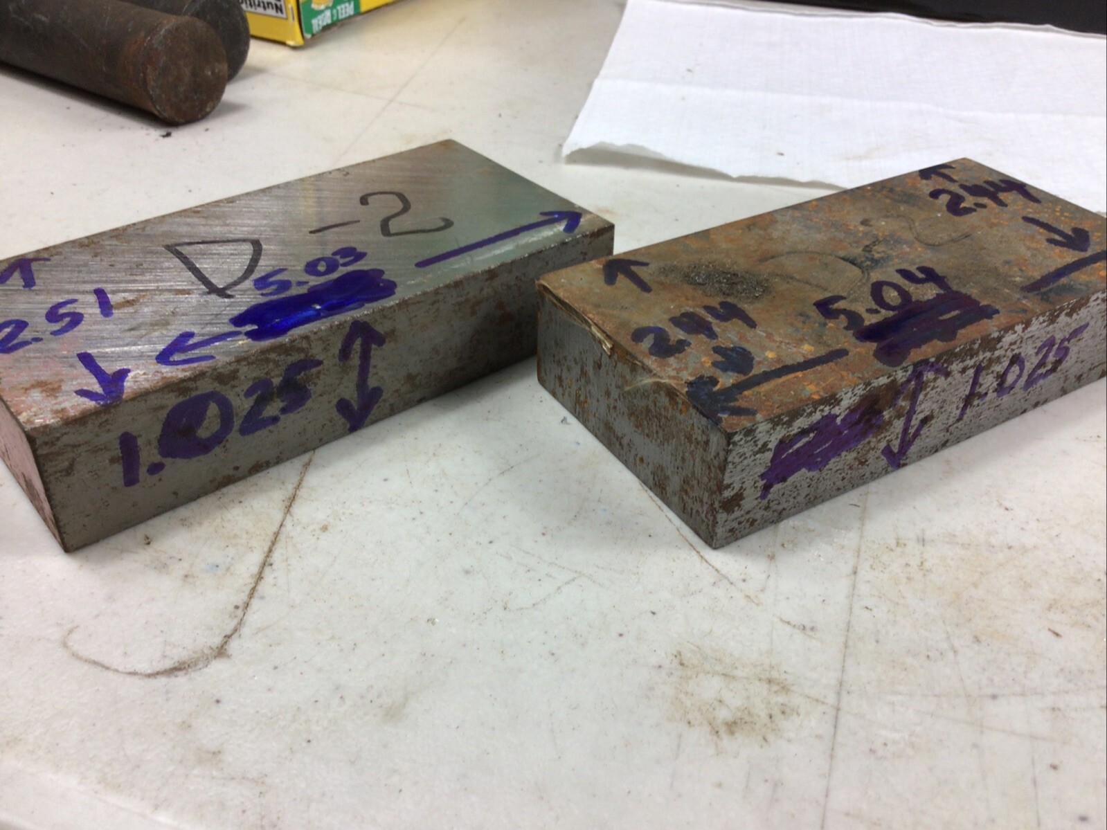 D2 Tool Steel Flat Stock, 2 Pieces , 1.025” X 2.44 X 5.03” Long