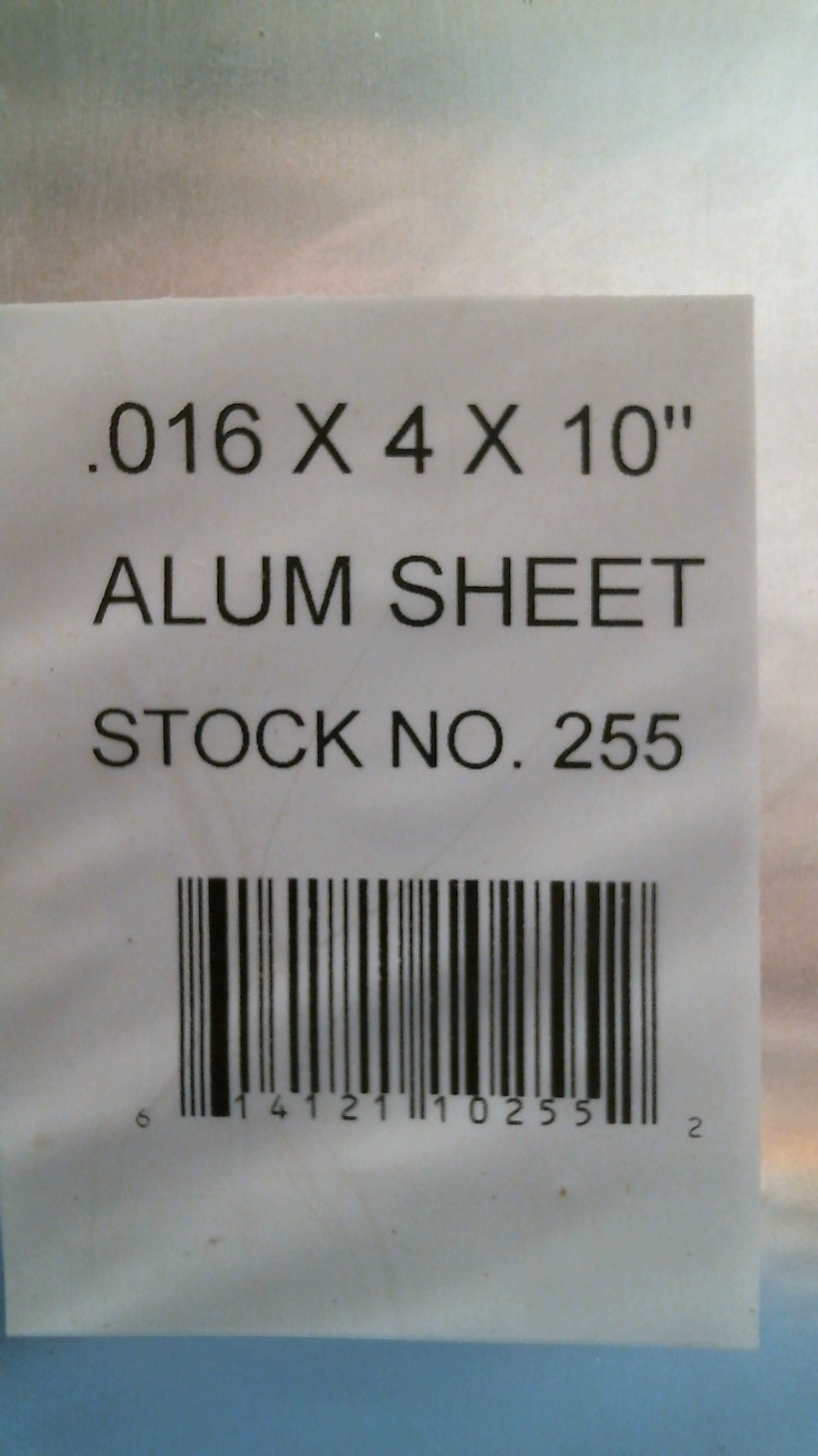 K&S Aluminum Sheet Metal .016 x 4 x 10 (255) FS