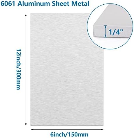 1/4Inch Thick Aluminum Sheet Plate, 6” x 12” Heavy Duty Aluminum Sheets Plates w
