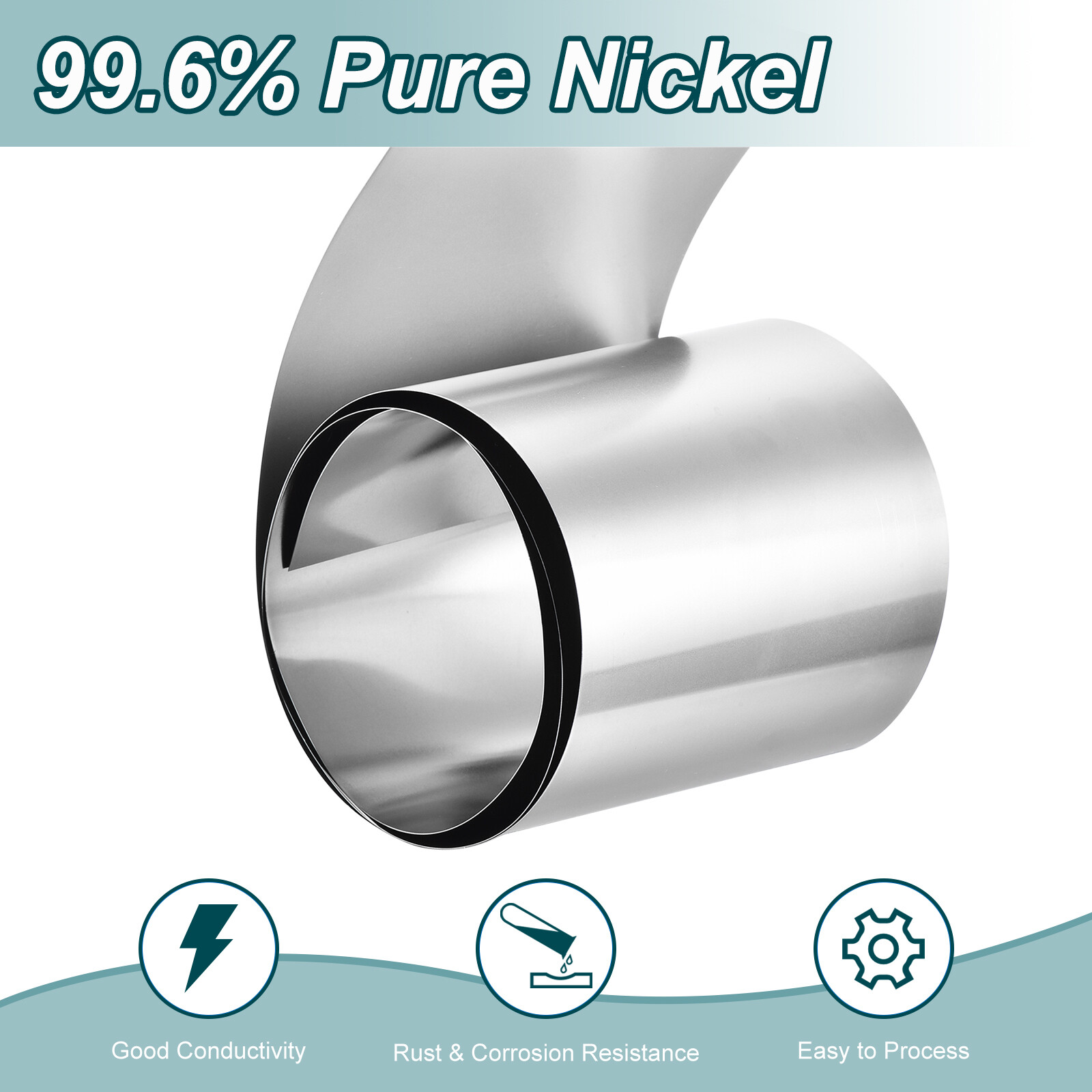 1 Pcs Pure Nickel Sheet, 99.6% Nickel Plate, 0.008″x3.94″x39.4″(0.2x100x1000mm)