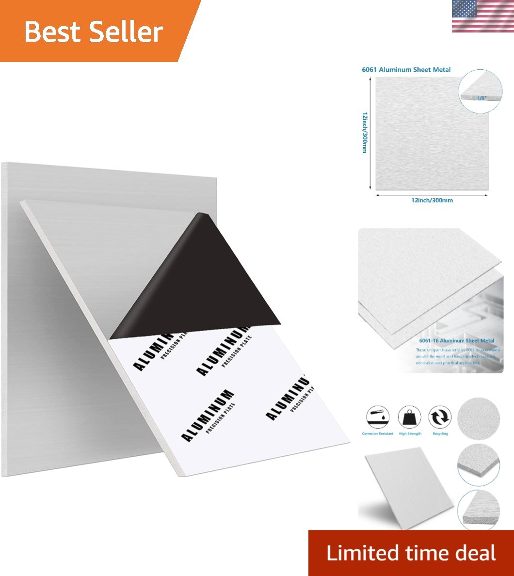 2Pack 6061 Aluminum Sheet Metal 12 x 12 x 1/8Inch, Heavy Duty Aluminum Sheet …