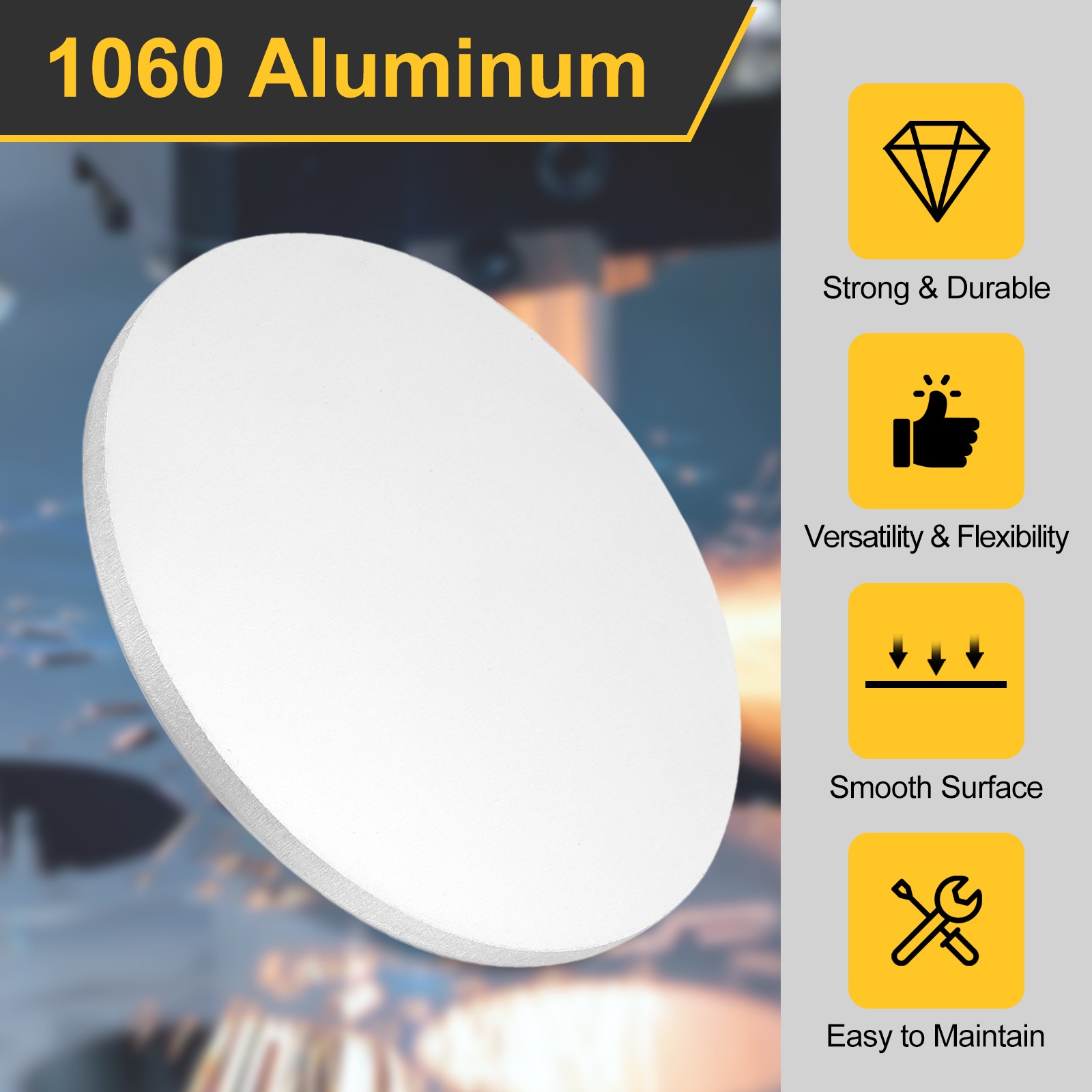Aluminum Disc 4″(100mm) Dia 0.24″(6mm) Thick Round 1060 Aluminum Sheets