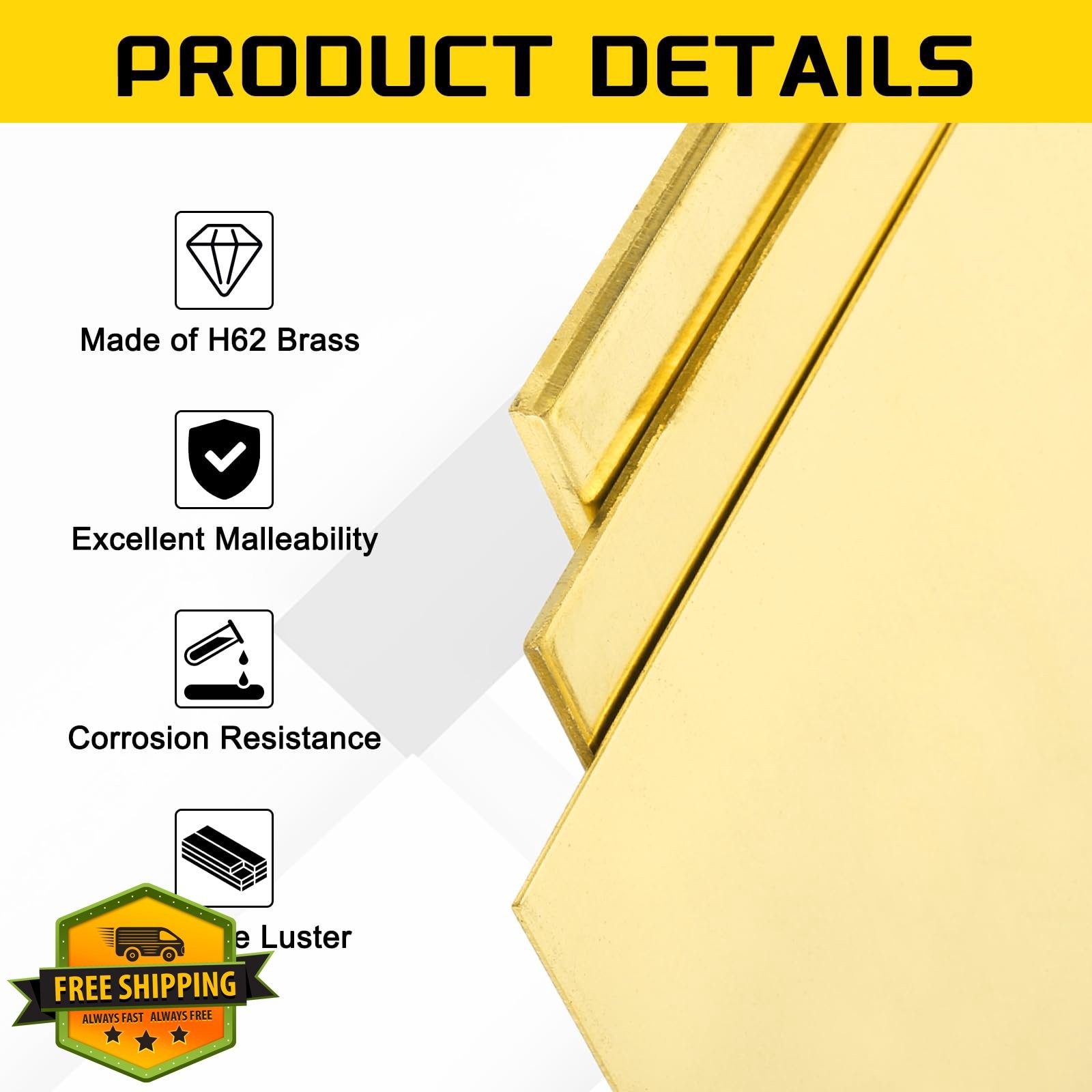 MECCANIXITY H62 Brass Sheet 1.2″x1.2″ 32ga, 4pc Thin Metal
