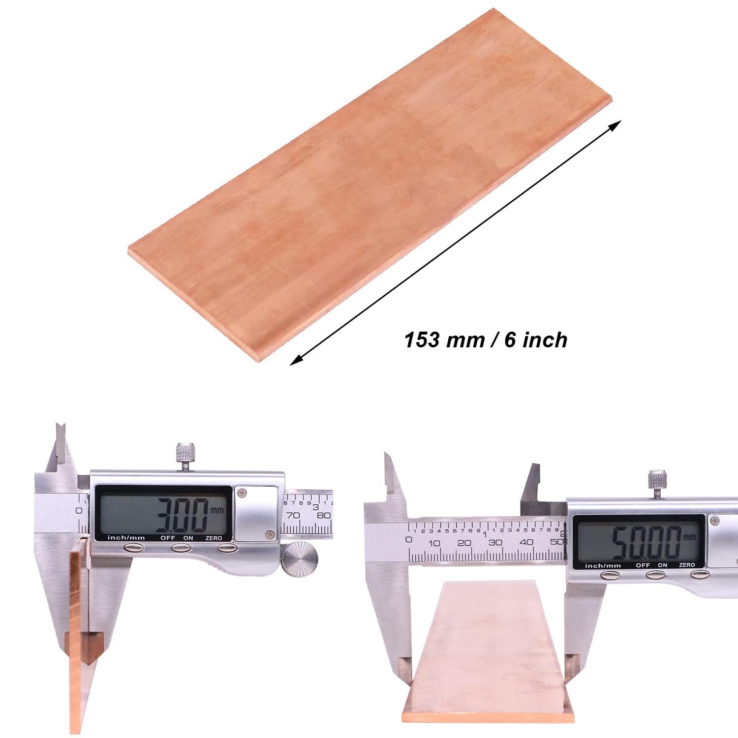 1/8 x 2 x 6 Inch C110 Copper Flat Bar Solid .118 Plate Mill Stock Metal Sheet