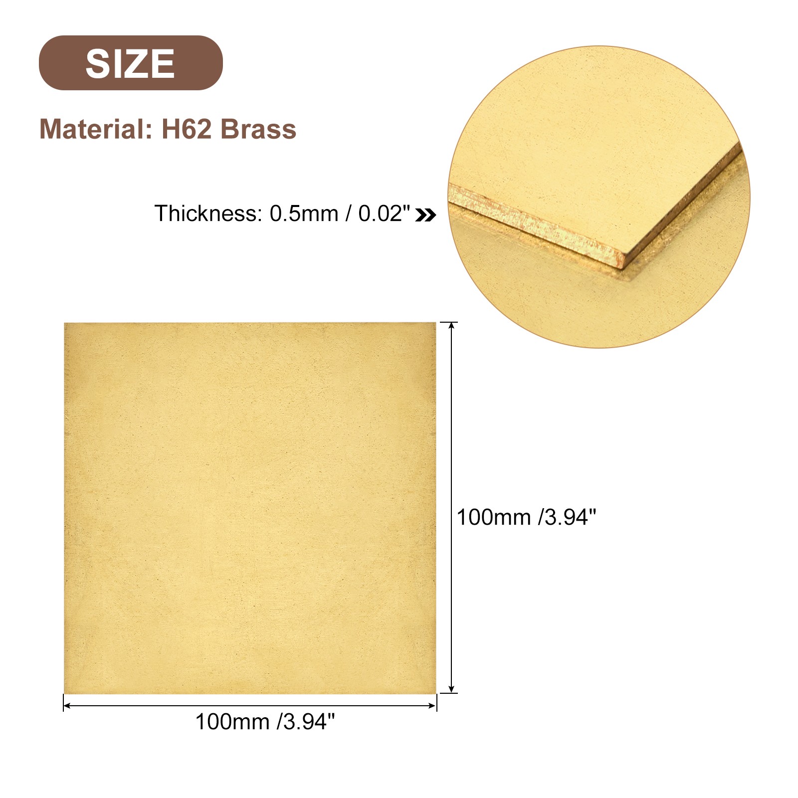 3Pcs H62 Brass Sheet 4″ x 4″ Metal Sheets 0.02″ Thick Brass Plates for Industry