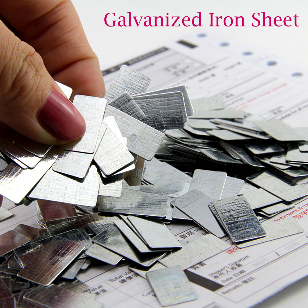 100PCS Galvanized Iron Sheet Plate Zinc Plated Metal DIY Craft 20*10*0.3mm Kits