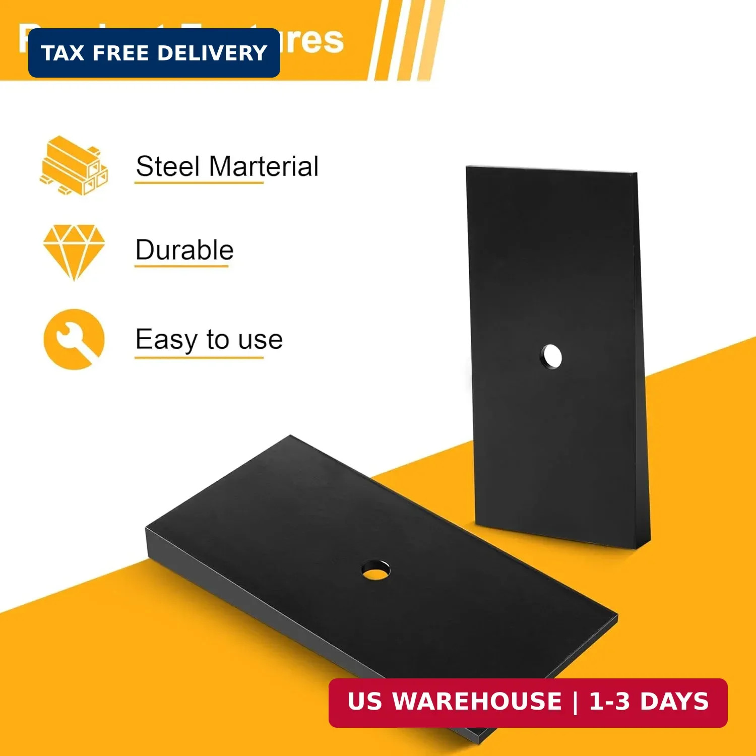 2.5″ Wide 4° Degree Steel Leaf Spring Shims 800061 2PCS (Black)