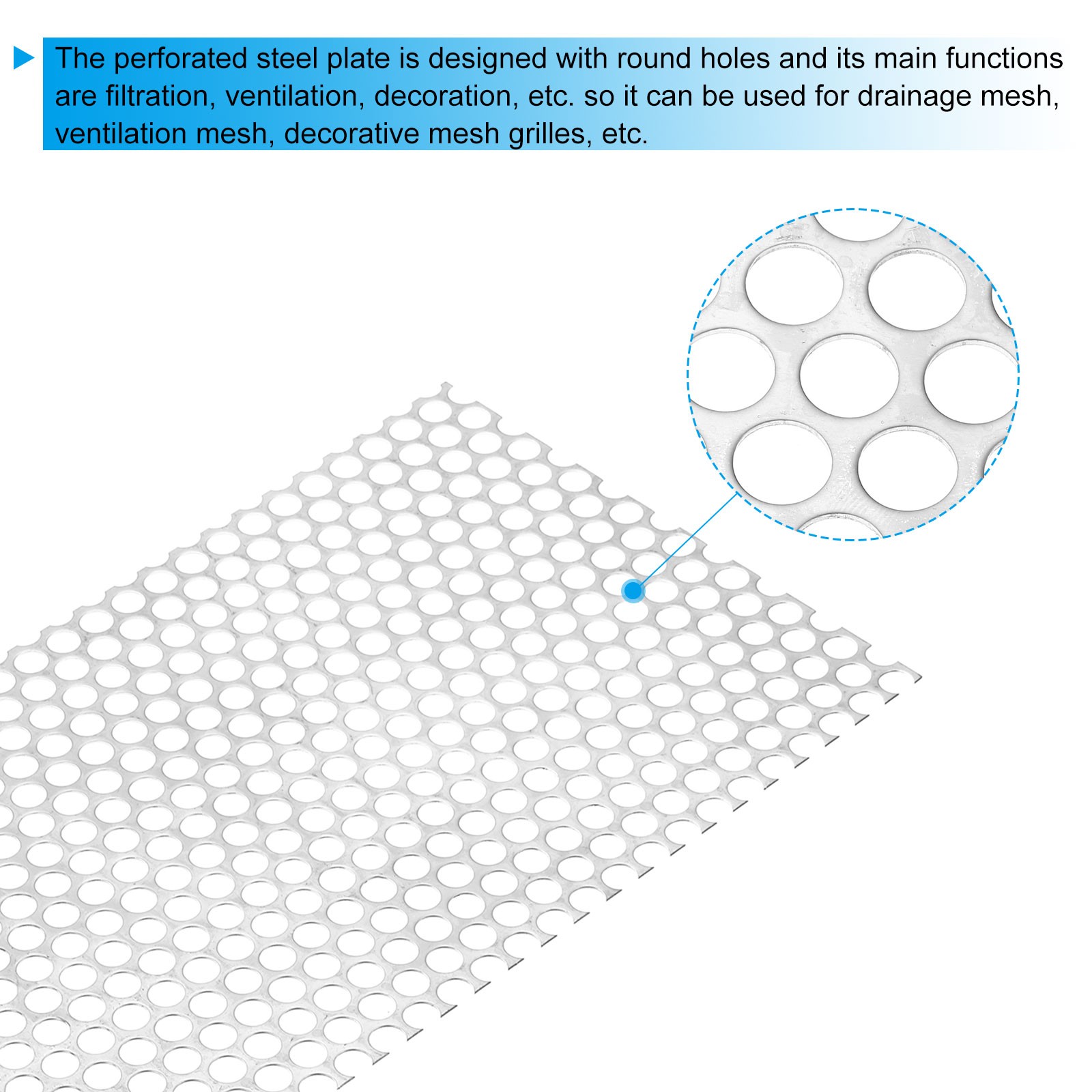 11.8″ L x 7.9″ W Perforated Metal Sheets, 18Ga 0.39″ Hole 304 Stainless Steel