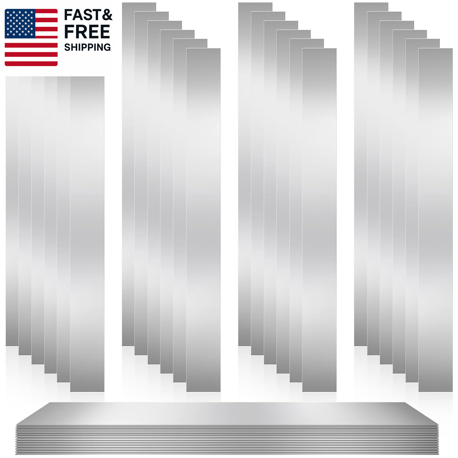 24 Pcs 304 Stainless Steel Strips Metal Shim Stock Assortment 1 Width X 12 Lengt