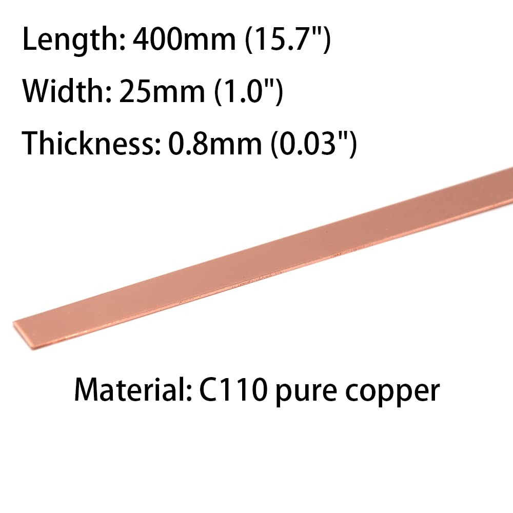 5 PCS C110 Copper Flat Bar 0.03 Inch Thickness 1.0 Width 15.7 Length Metal