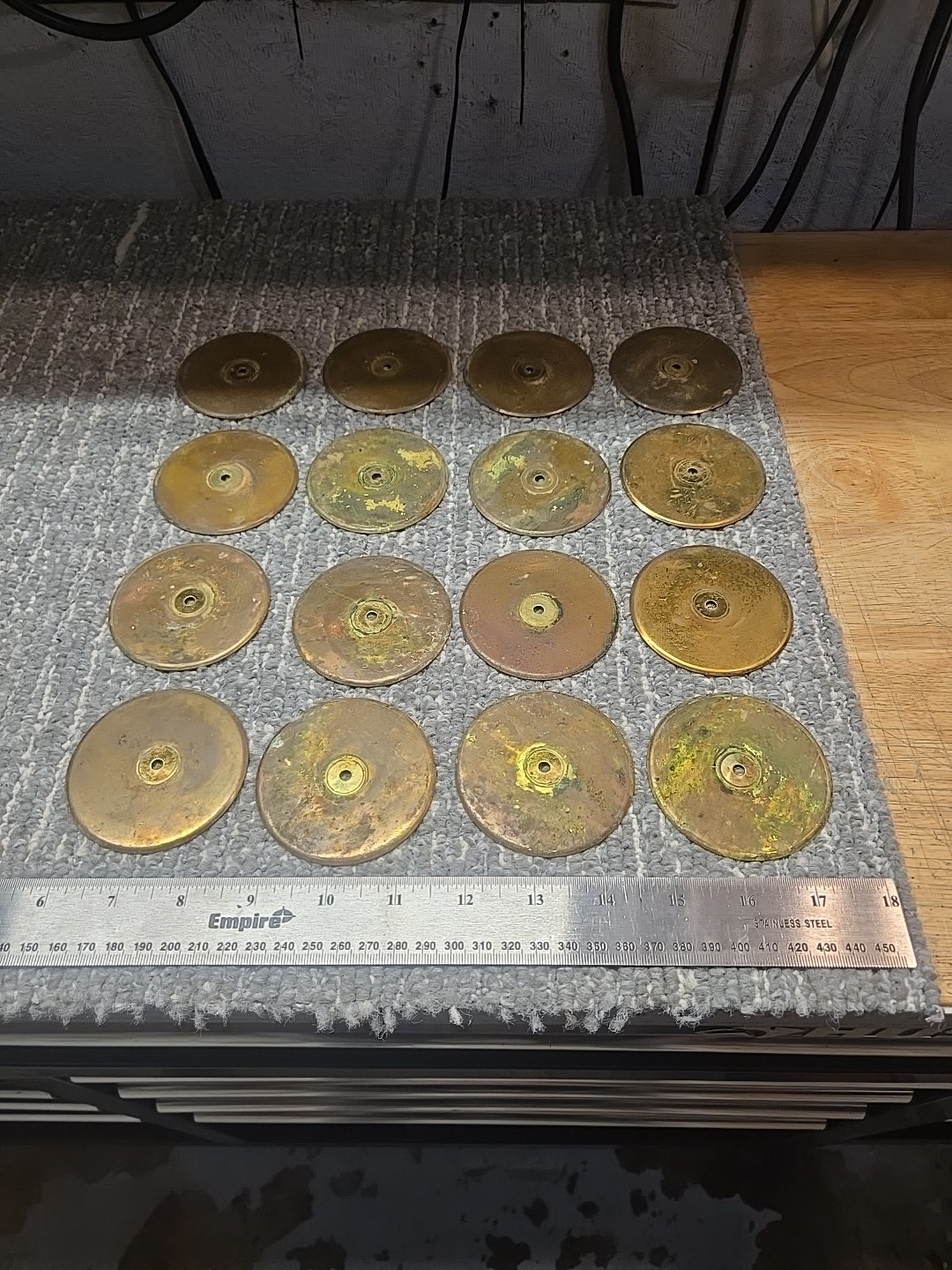 16 Total Brass Round Plates 2 3/4 In Diameter