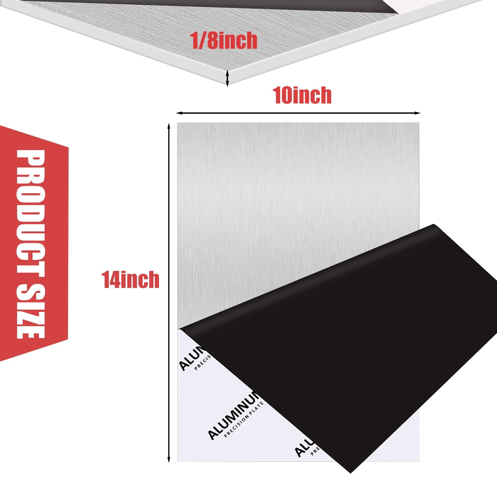 2PCS 6061 Aluminum Sheet Plate, 10″ x 14″ x 1/8″ Thickness 10×14″, black