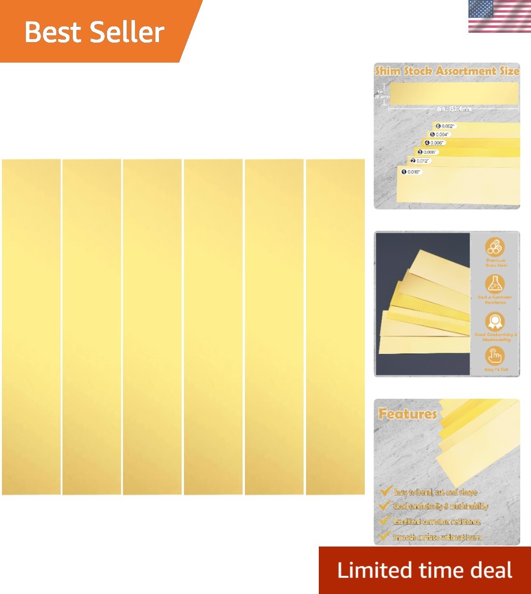 High-Quality Brass Shim Stock – 1″ x 6″ Sheets in Multiple Thickness Options