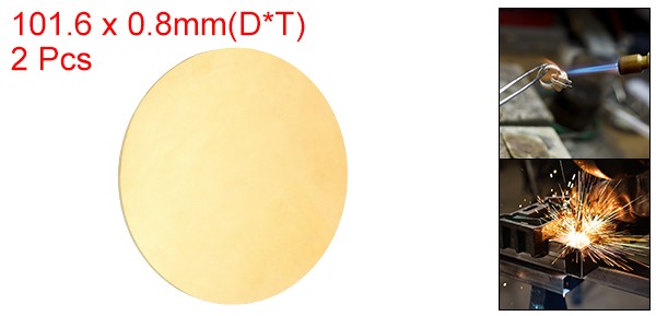 2Pcs, Brass Round Plate 0.03″(0.8mm) Thick 4″(102mm) Dia H65 Brass Round Sheet