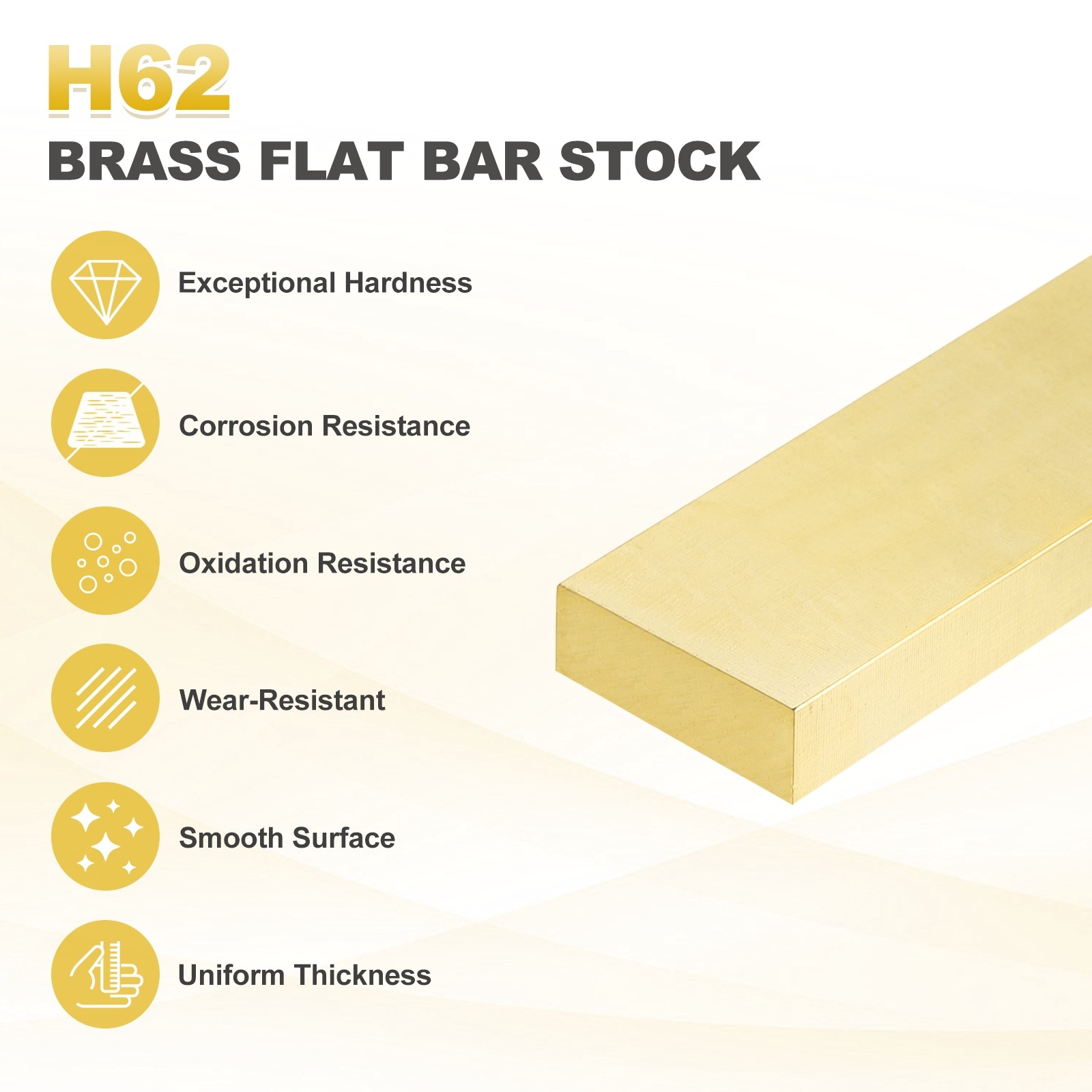 H62 Brass Flat Bar Stock, 0.16″x0.79″x14″ Square Metal Solid Brass Bars