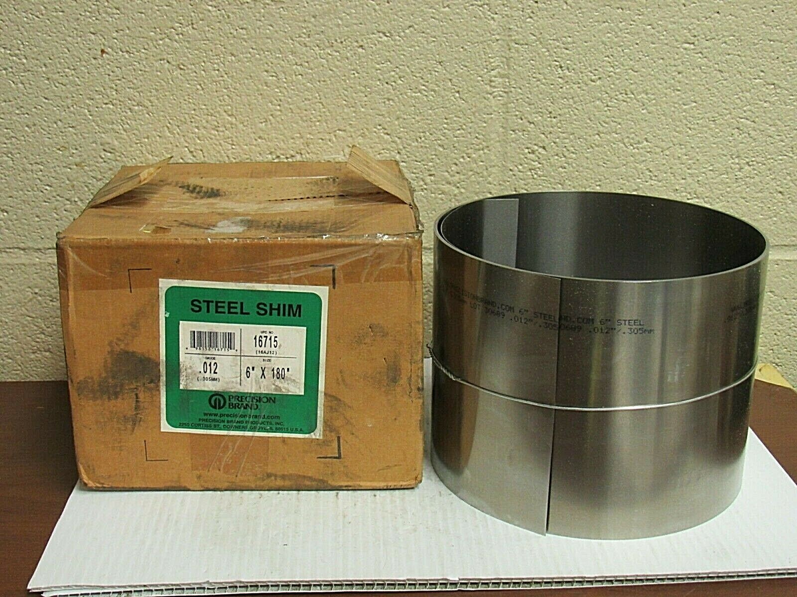 NEW PRECISION BRAND STEEL SHIM ROLL 16715 .012X6″X180″
