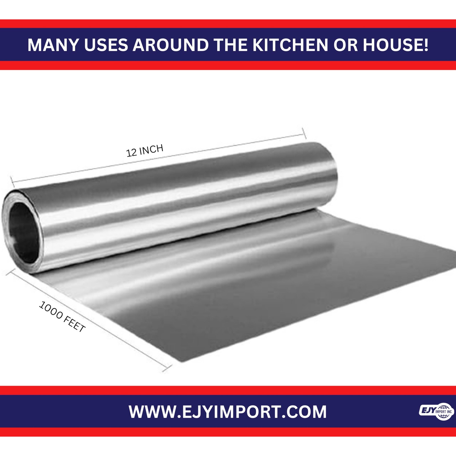 Standard Premium Aluminum Foil | 12”x1000 Feet Long | Industrial Size and Streng