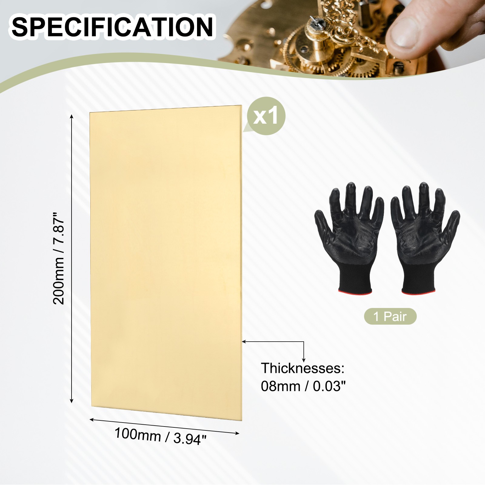 Brass Sheet 3.9″ x 7.9″ 8 Gauge(0.8mm) Thickness for DIY (1 Pack, Brassy)