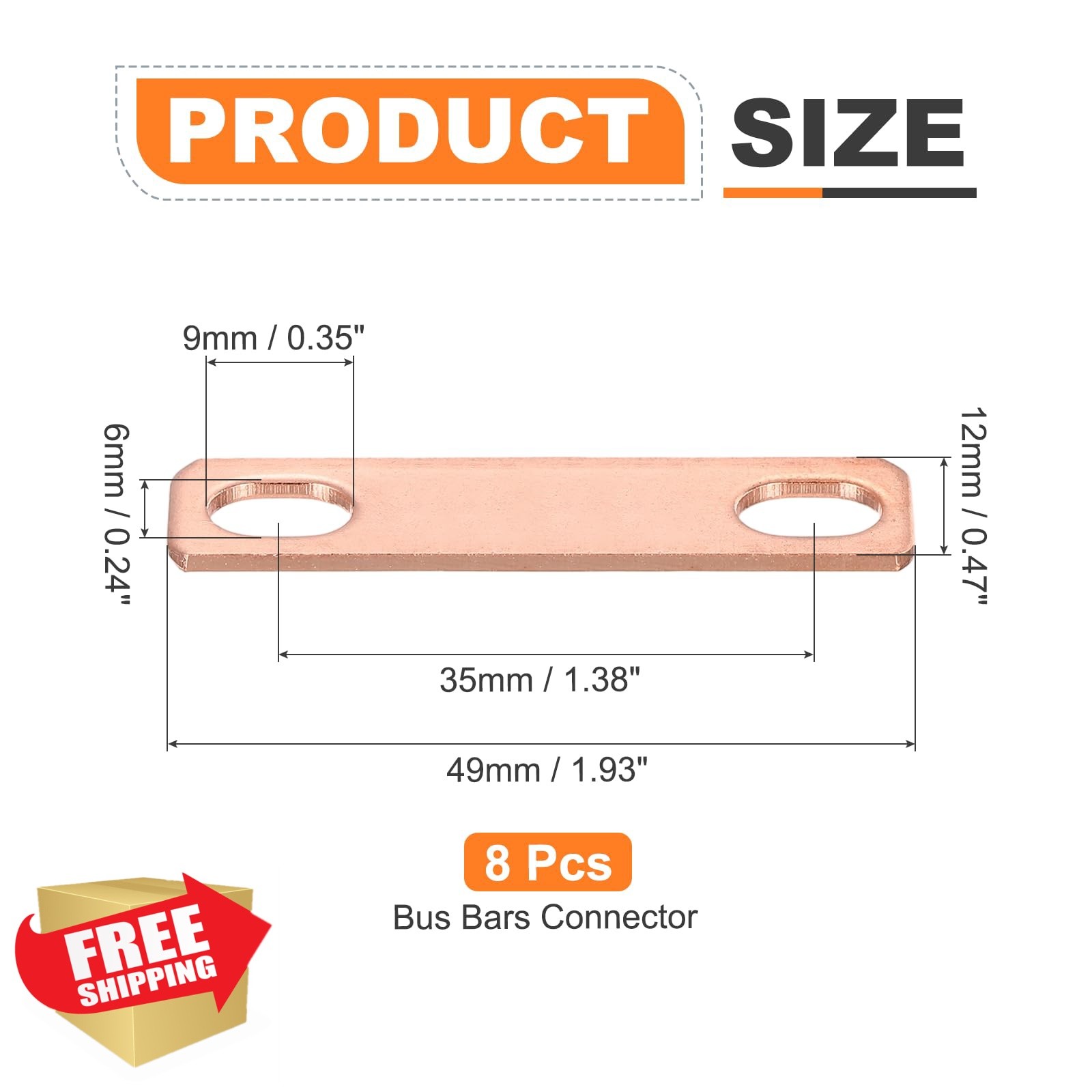 MECCANIXITY 8 Bus Bars Copper Red 49x12mm