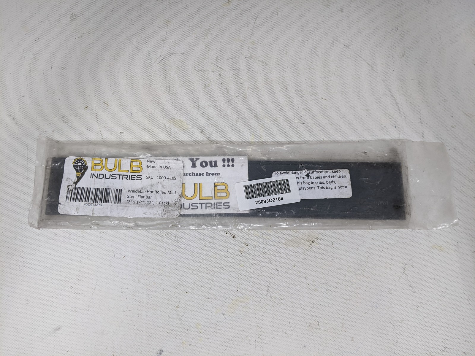 Bulb Industries Weldable Hot Rolled Mild Steel Flat Bar 1″x1/4″x12″ 1lbs 10oz