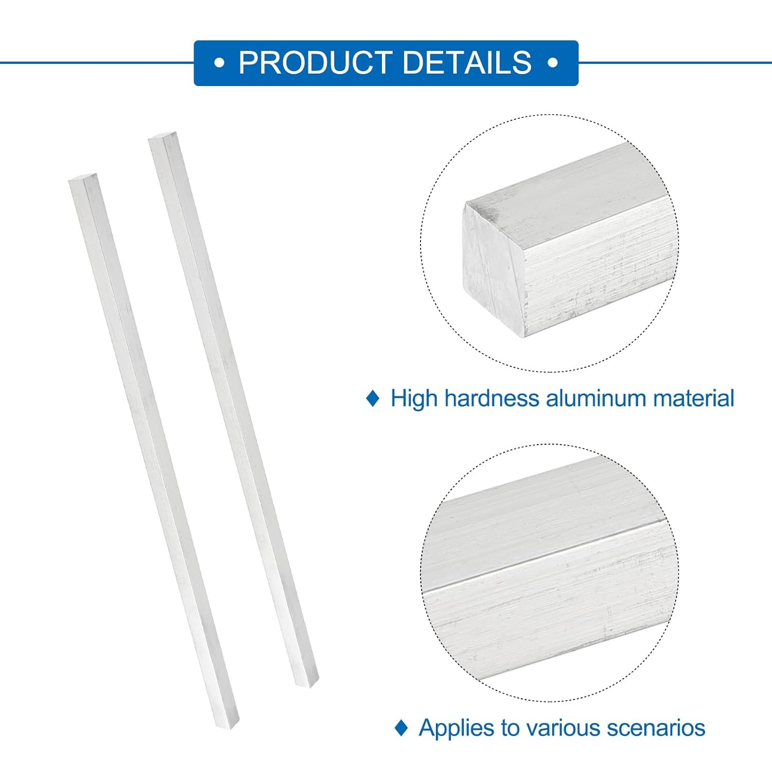 2 Pcs Square Aluminum Flat Bar, 3/8″ (10Mm) Thick X 3/8″ (10Mm) Width X 12″ (305
