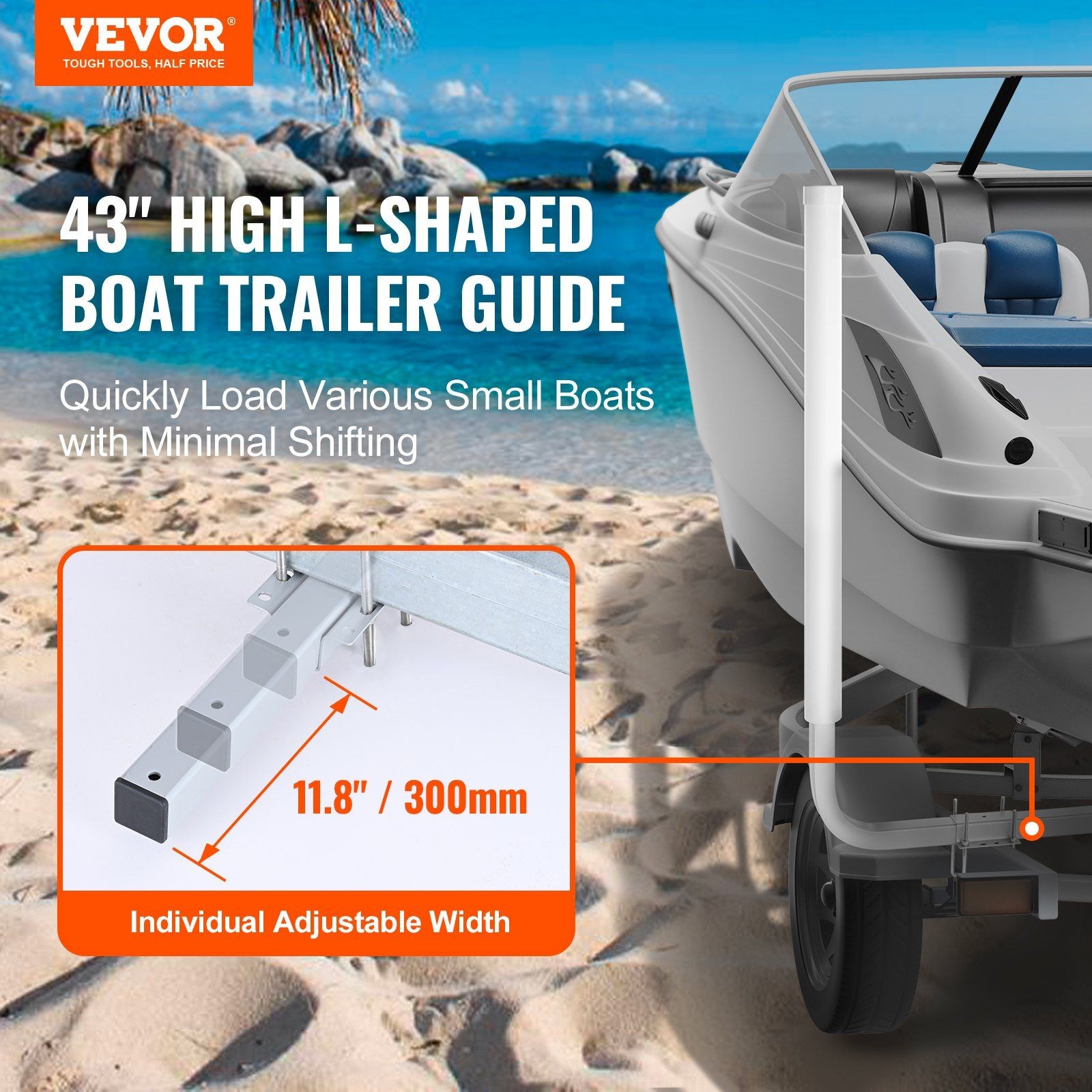 43x2PCS Galvanized Steel & PVC Adjustable Boat Trailer Guide Poles